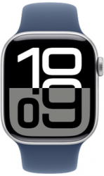 Apple Watch Series 10 GPS + Cellular 46mm Silver Aluminium Case with Denim Sport Band (MWY13SA/A)