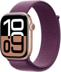 Apple Watch Series 10 GPS 46mm Rose Gold Aluminium Case with Plum Sport Loop (MWWV3SA/A)